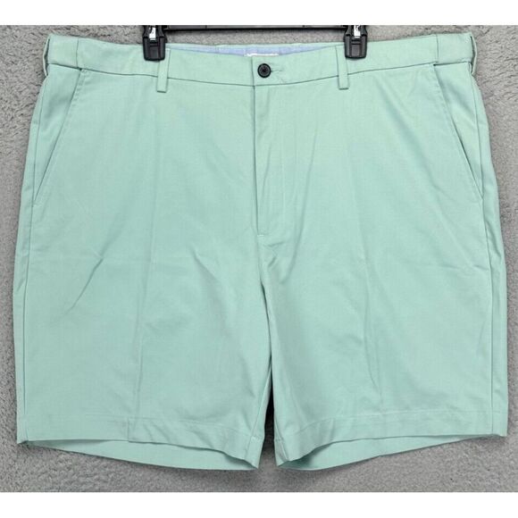 Croft Barrow Shorts Mens 44X8.5 Green Quick Dry Performance Chinos Flt Front NEW - Picture 1 of 10